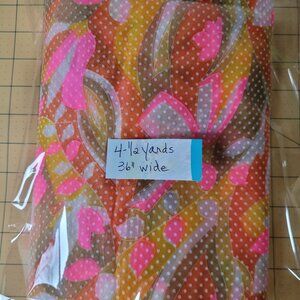Vintage 4-1/2 Yards of Mod 60's Dotted Swiss - Very Awesome Fabric